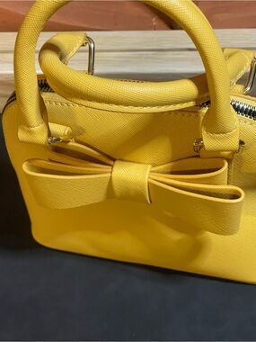 NWOT Vibrant Mustard Yellow Mini Dome Satchel By Betsy Johnson / Vegan Leather